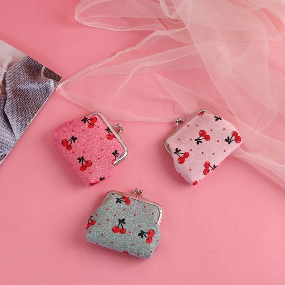 New Fruit Pattern Coin Purse Hasp Closure Multifunctional Cosmetic Bag Small Strawberry Cherry Print Wallet for Girls