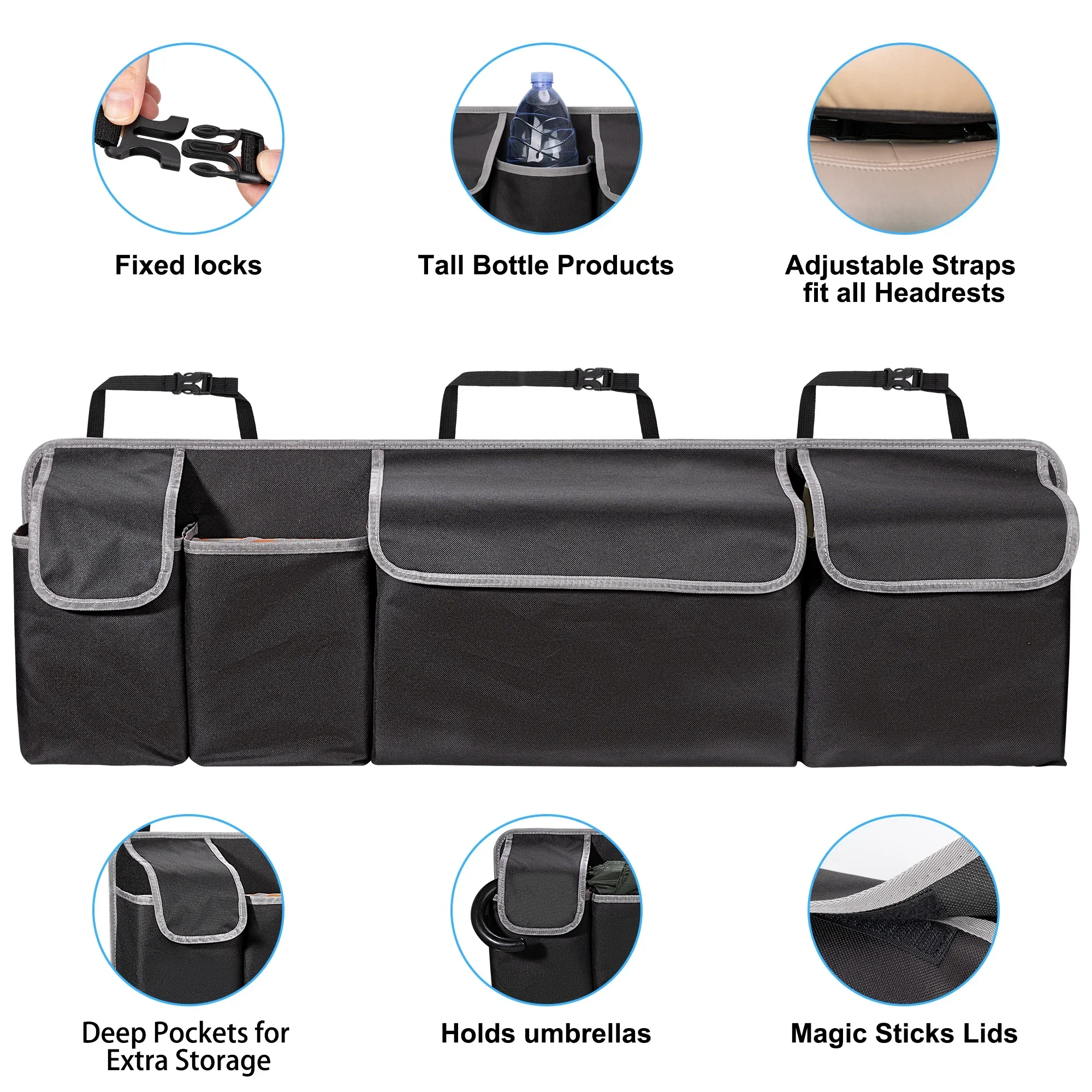 

39*14inch Car Trunk Organizer for SUV Backseat Hanging Organizer for SUV Truck MPV Upgrade Back Seat Storage Bags with 4 Pockets
