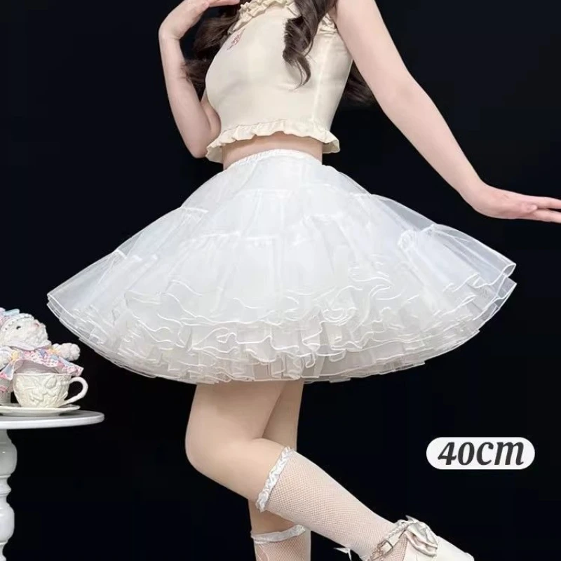 Vestido hinchado informal de Lolita, enagua incorporada, silueta corta de corte A de 35cm, fácil de usar para fechas diarias, falda esponjosa sin hueso