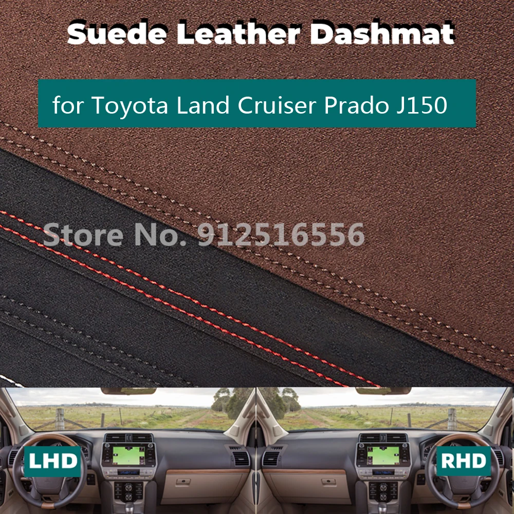 

Car Suede Dashmat Dash Mat Dashboard Cover Non-Slip Sun Shade Accessories For Toyota Land Cruiser Prado 150 J150 GXL 2009 - 2022