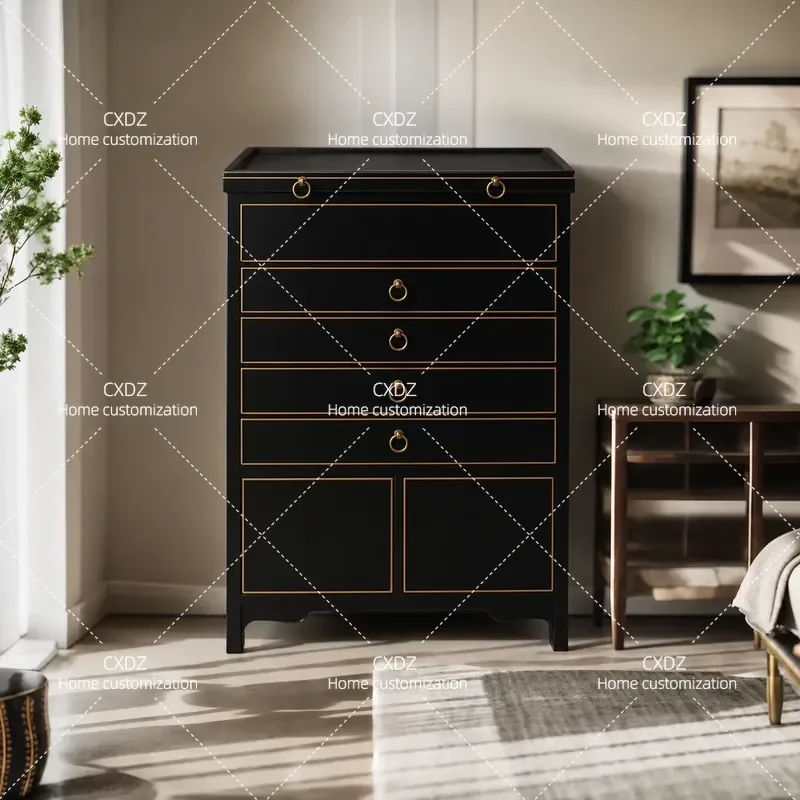 New Chinese Style Antique Furniture Hand Decorated Cabinet Simple Modern Entryway Storage Cabinet for Home Entrance Hallway