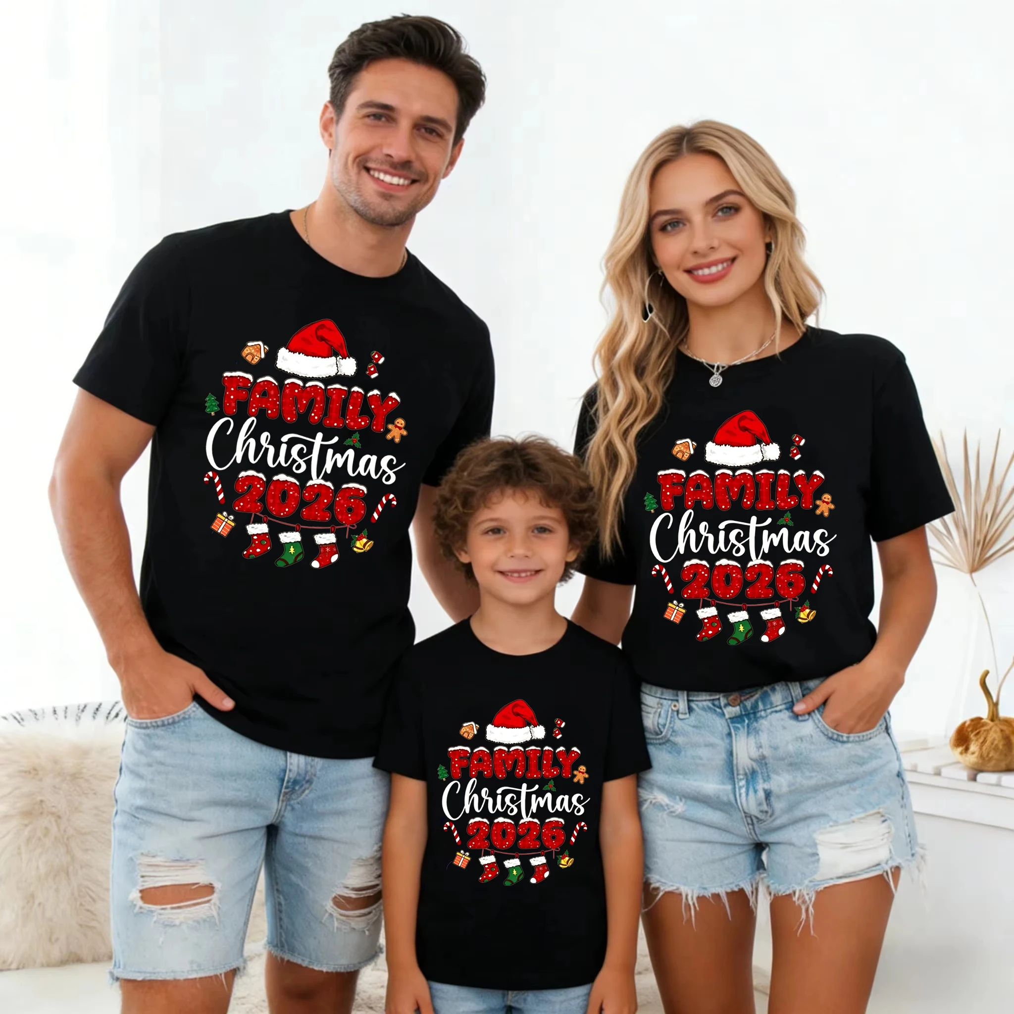 Family Christmas 2026 Making Memories Together Printed T Shirt Christmas Gift Famliy Matching T-Shirt Summer Tops Tee