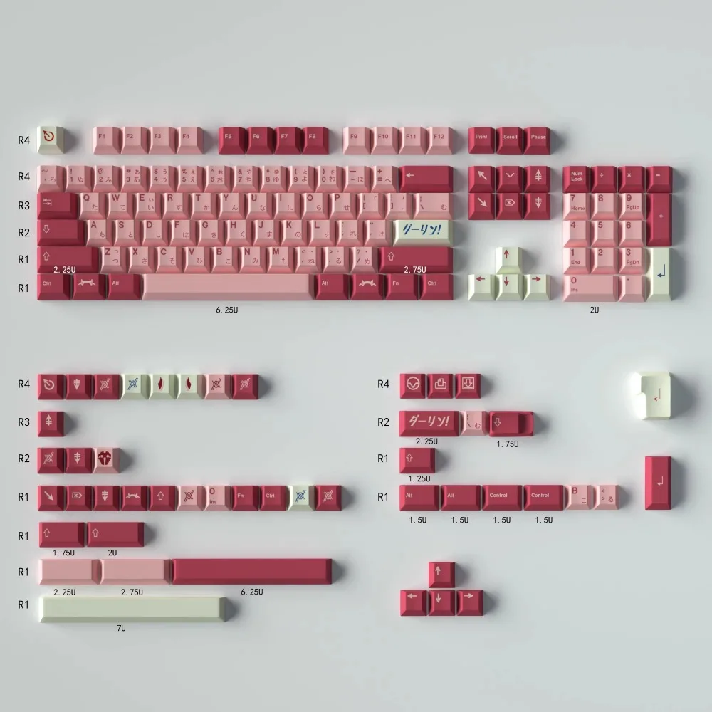 PBT Thermosublimation Large Set GMK Darling Darling Keycaps Pink/Blue Cherry Height Suitable for Mx Mechanical Keyboards