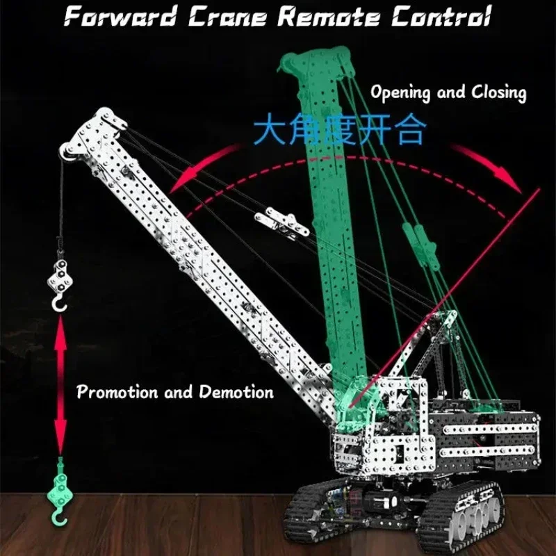 DIY 금속 RC 크레인 전동 호이스트 트럭 자동차 2.4G 10채널 리모컨 중장비 크레인 스틸 조립 장난감 어린이 소년 선물
