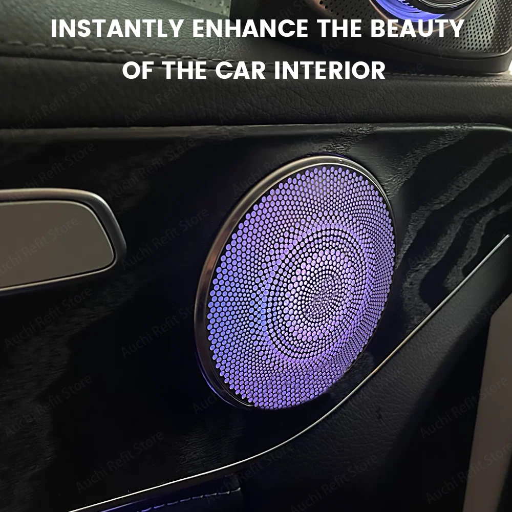 LED Car Door Luminou Speaker Cover For Mercedes Benz W205 X253 W213 W238 C/GLC/E-class Coupe Sound Metal Decoratio Ambient Light