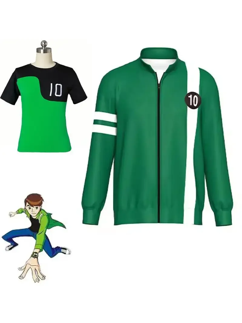 Anime Ben10 Alien Force Ben Tennyson Cosplay Unisex Sweatshirt Jacke Hoodies Reißverschluss Mantel Freizeituniformen Halloween Outfits