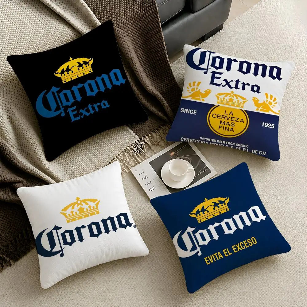 Beer C-Corona E-Extra Lager Cushion Cover  Throw Pillow Soft Short Plush Cozy Durable Colorfast For Sofa Bedroom Home Decor Gift