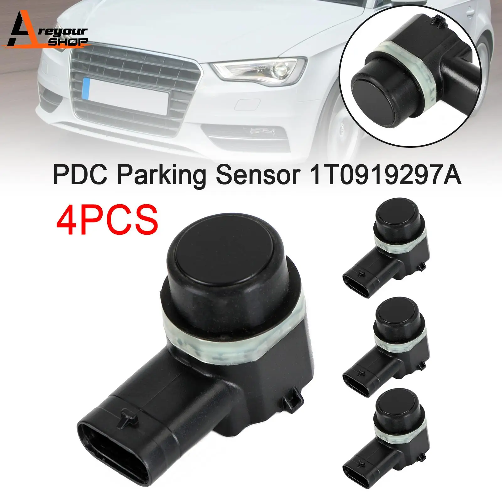 

Areyourshop 4X PDC Parking Sensor 1T0919297A for VW Golf Passat Sharan Tiguan Touran