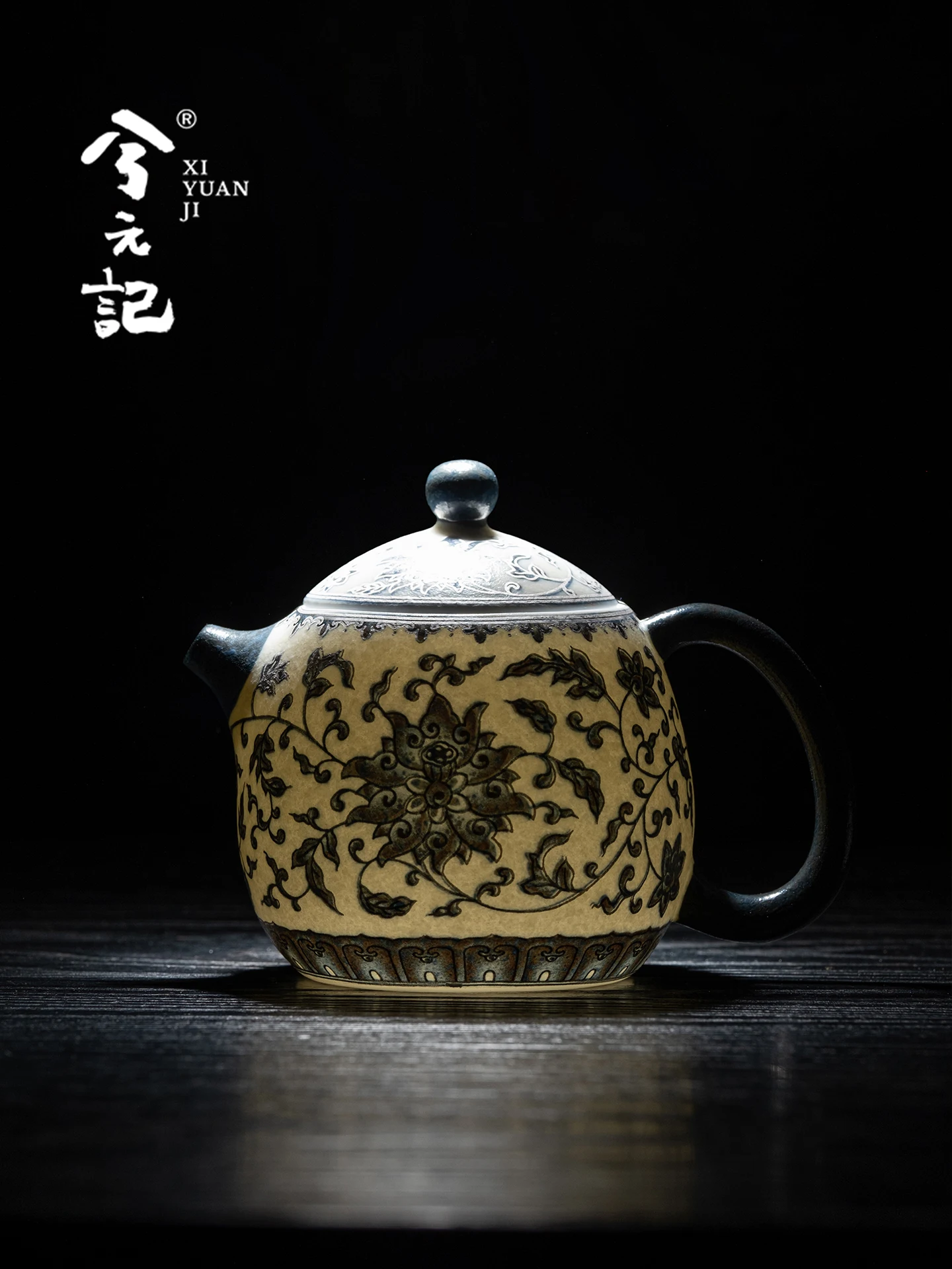 Blue and White Interlock Branch Longdan Pot Ceramic Teapot Single High-End Household Chinese Set