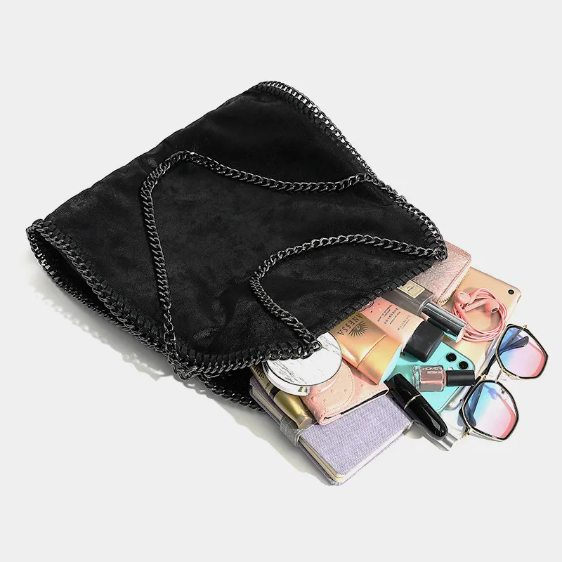 Mode frauen Kette Schulter Tasche Vintage Große Kapazität Umhängetasche Weibliche Faltbare Einfarbig Handtaschen Einkaufstaschen – Detail 3