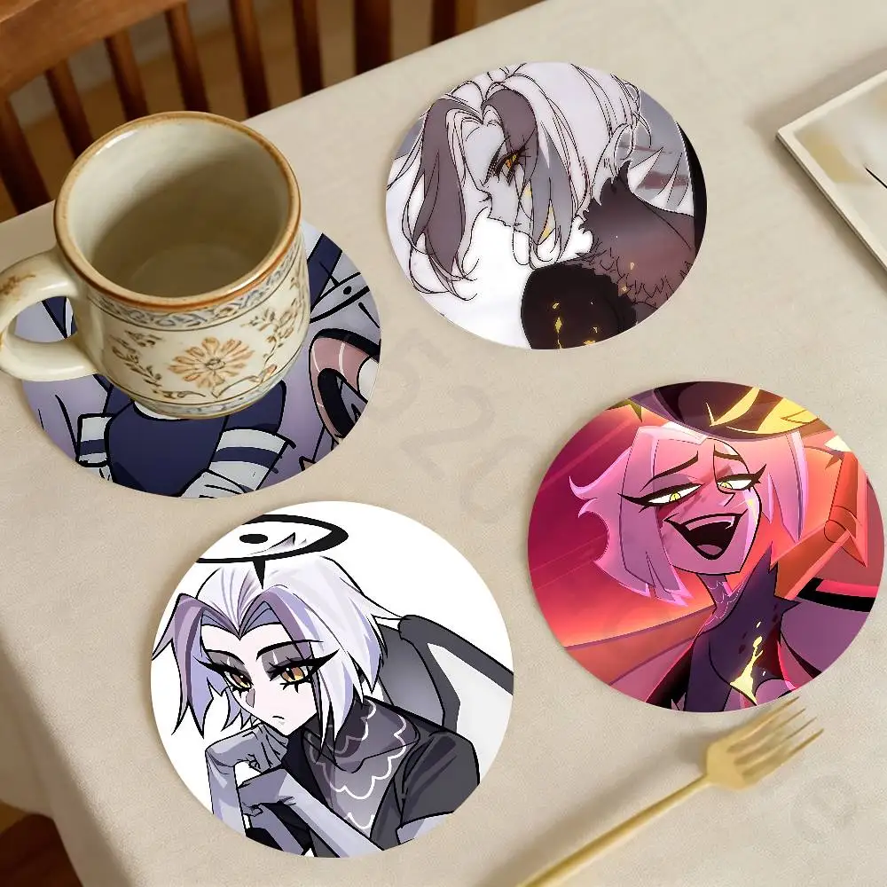 

Lute H-HazbinS Wooden Cup Coaster Tea Coffee Beverage Colour Printing Cup Mat Home Restaurant Decorations