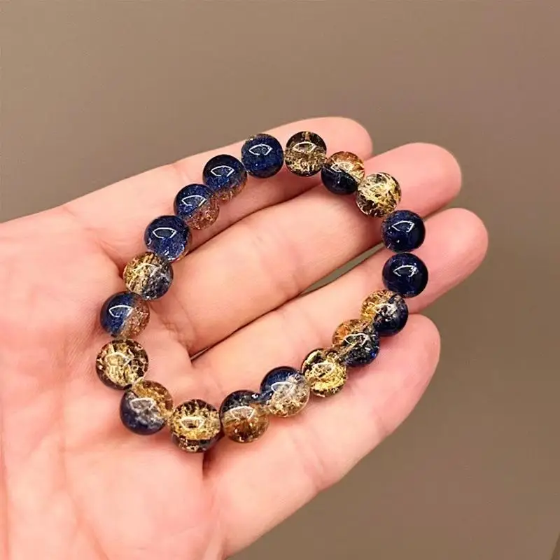 Adjustable Black Beaded Bracelet Natural Stone Elastic Chain for Couple Jewelry Unisex Gift for Celebrations