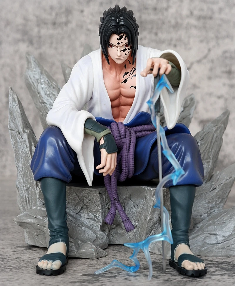 18 cm NARUTO Uchiha Sasuke Ninja Vloek Seal Zitten Anime Handgemaakte Actiefiguren Desktop Case Decoratie Ornament Gift