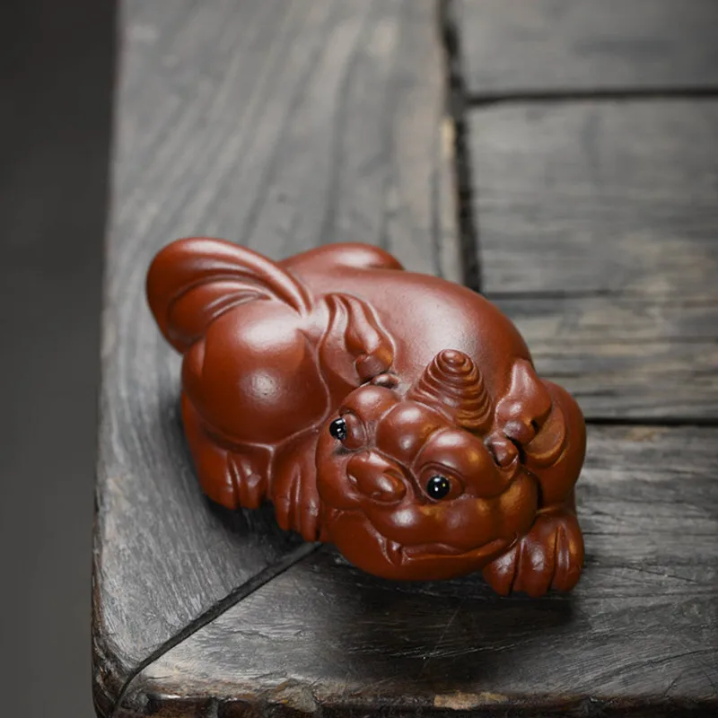 

Yixing Zisha чайный питомец Pixiu маленький орнамент ручной работы Zhuni Dahongpao чайный сервиз чайный столик аксессуары скульптура украшение керамика