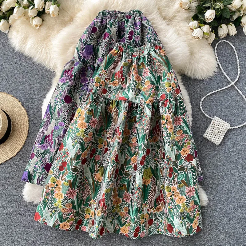 

Office Lady Vintage Temperament Women Harajuku High Waist All-match Elegant Design Solid Casual A-LINE Fashion Chic Skirt
