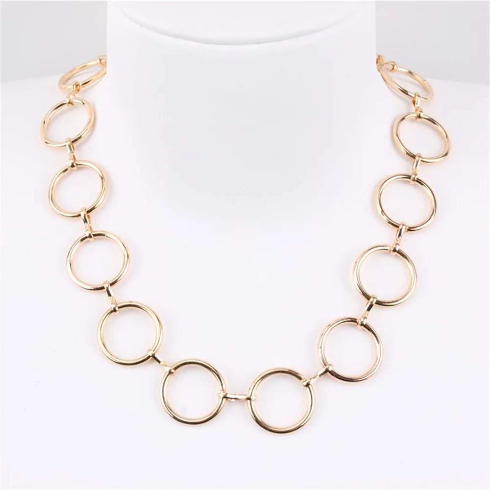 Vintage Geometric Circle Clavicle Chain Necklace Trendy Women Choker Gold Color Ladies Jewelry Wholesale