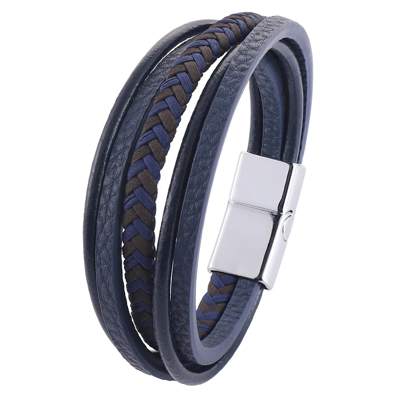 Men's fashion leather bracelet multi-layer braided rope bracelet handsome gift from boyfriend father