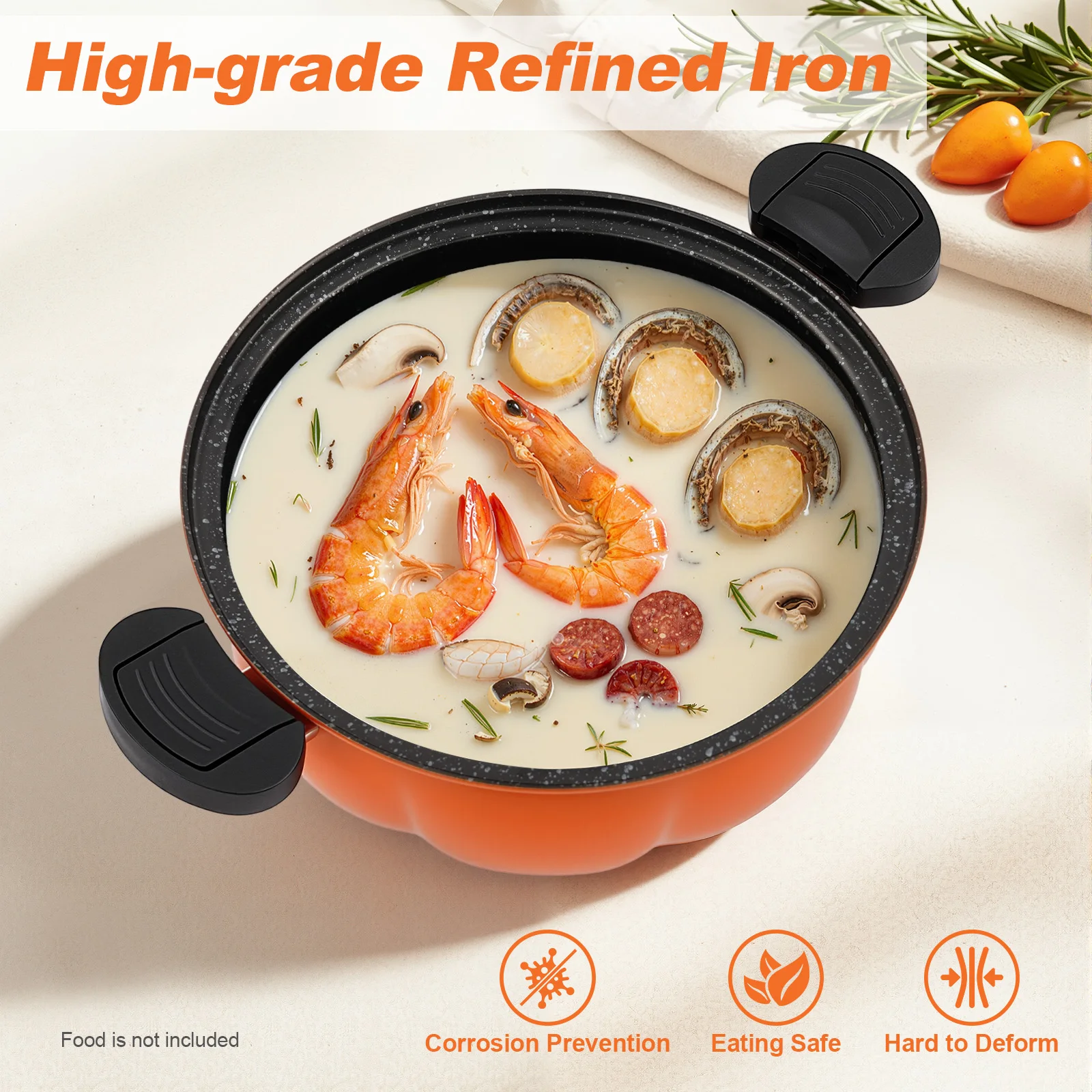 8L Pumpkin-Shaped Micro Pressure Cooker, Non-Stick Pressure Pot with Transparent Lid, Small Gas Pressure Cooker for Home Kitchen (Orange)