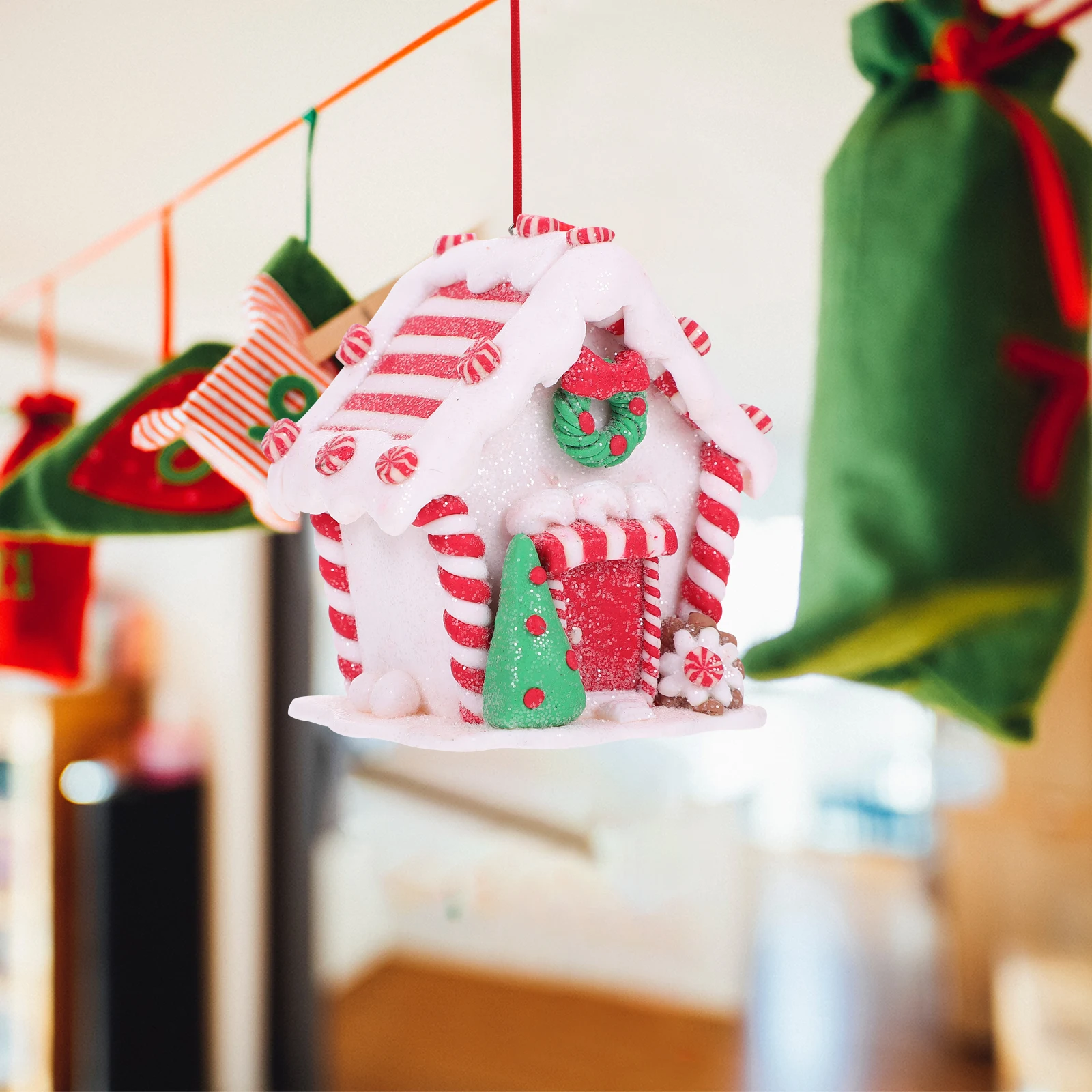 

Christmas Hanging Mini House 1Pcs Festive Embellishment Decor Party Ornament Wearresistant Home Garden Tree Decoration