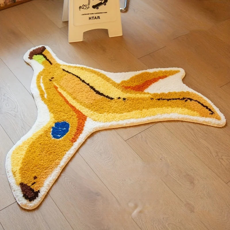 Funny Banana Leather Floor Mat, Personality Creative Rug, Irregular Living Room Decoration Special-shaped Carpe