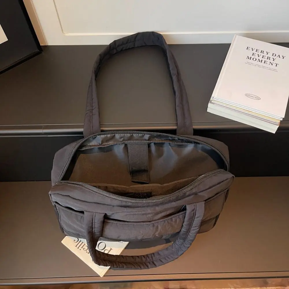 

Simple Solid Laptop Shoulder Bag Handbag Shockproof Business Briefcase Bag Waterproof Large Capacity Nylon Tote Bag Women Men