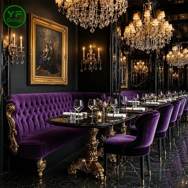 Hot Sales Custom Matel Base Luxury Booth Seating Restaurant Furniture Marble Table and Chair for Hotel Bistro