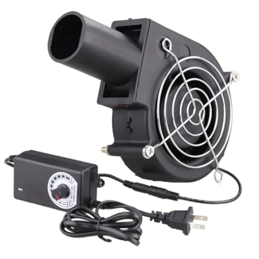 

BBQ Air Mover Blower Fan 12V 97mm x 33mm, Variable Speed Centrifugal Fan with 110V - 240V AC Plug for Camping Quick Charcoal St