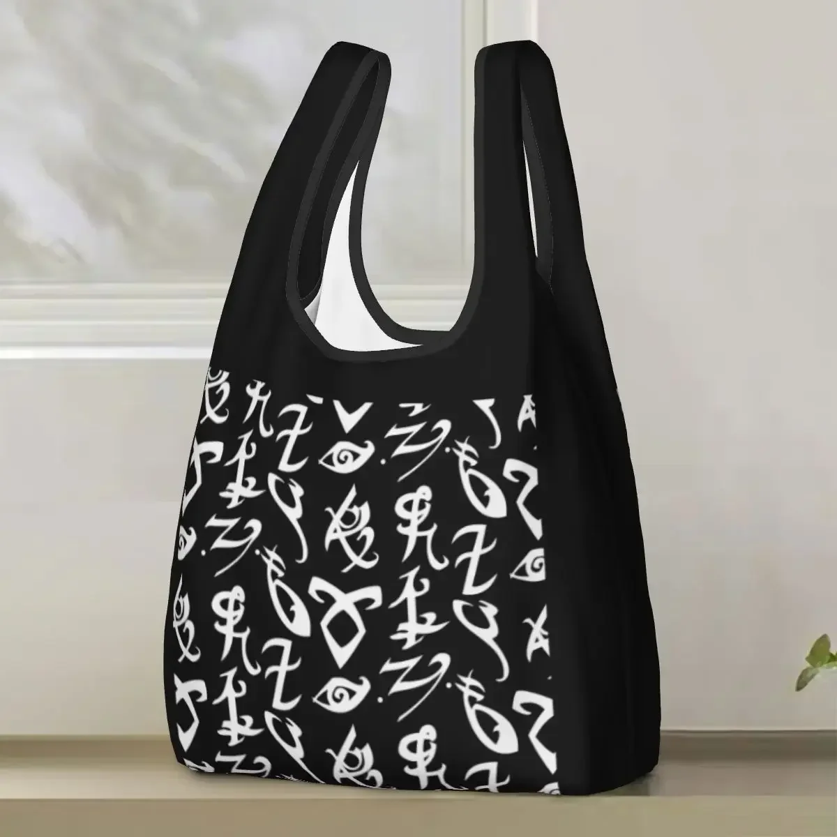 Shadowhunters, Shadowhunters Runes, Mortal Instruments Portable Tote Bags Reusable Shoulder Shopper Bag Grocery Handbag