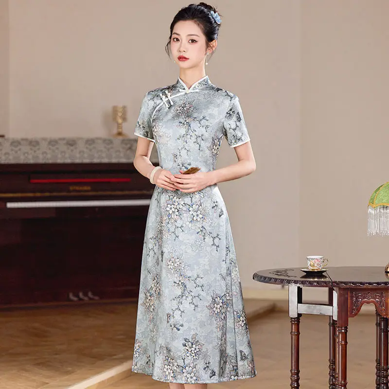 

Spring Summer New Chinese Suzhou Long Style Improved Cheongsam 2026 New Female Qipao Dress