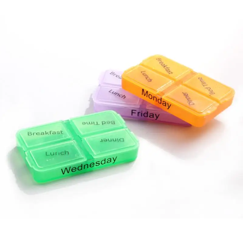 7 Days Pill Case Tablet Sorter Medicine Weekly Storage Box Colorful Design Container Case Organizer Pill Organizer Boxs