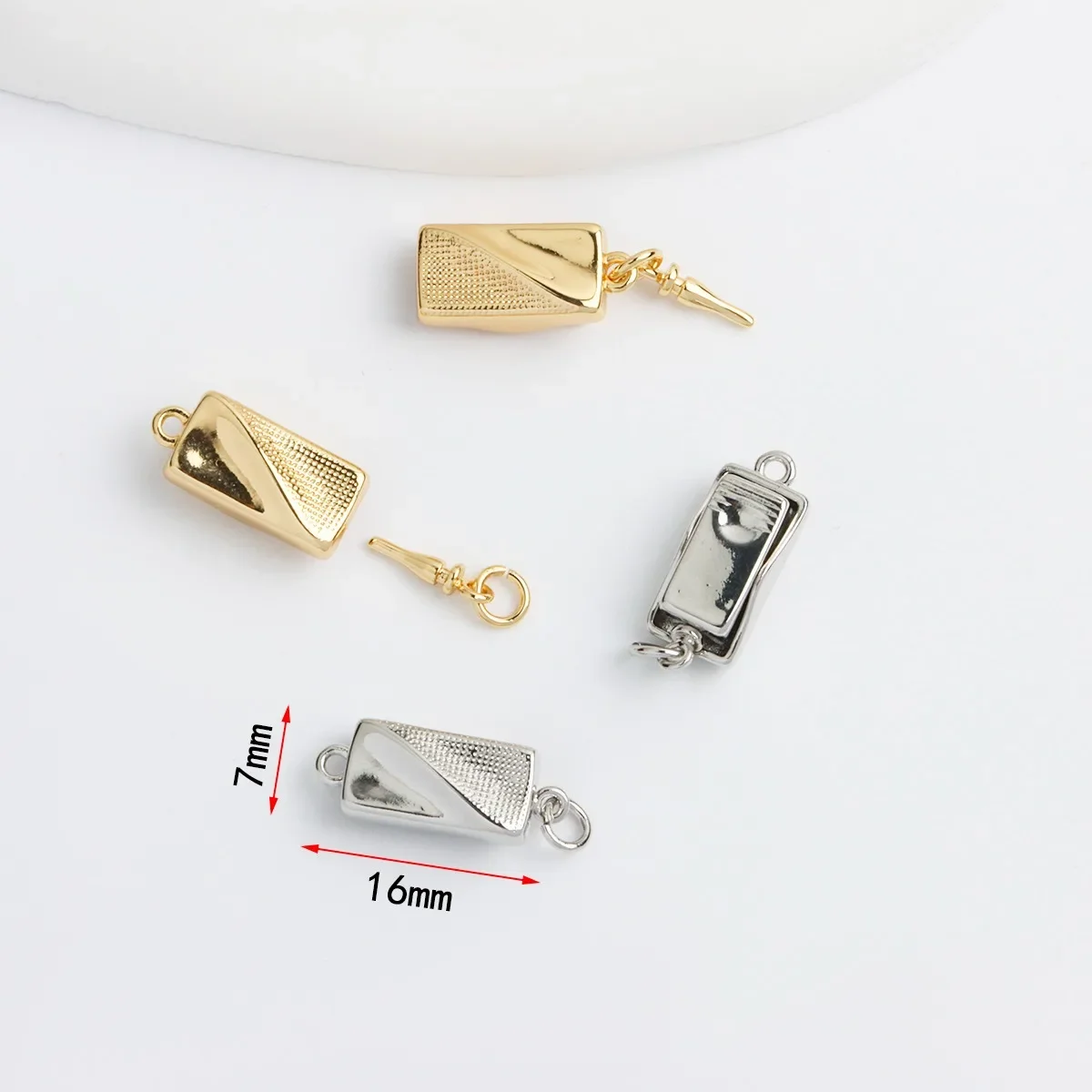 18K Gold-plated Twisted Twist Square Ingot Buckle Pearl Necklace Bracelet Press-type Stick Buckle DIY Accessories