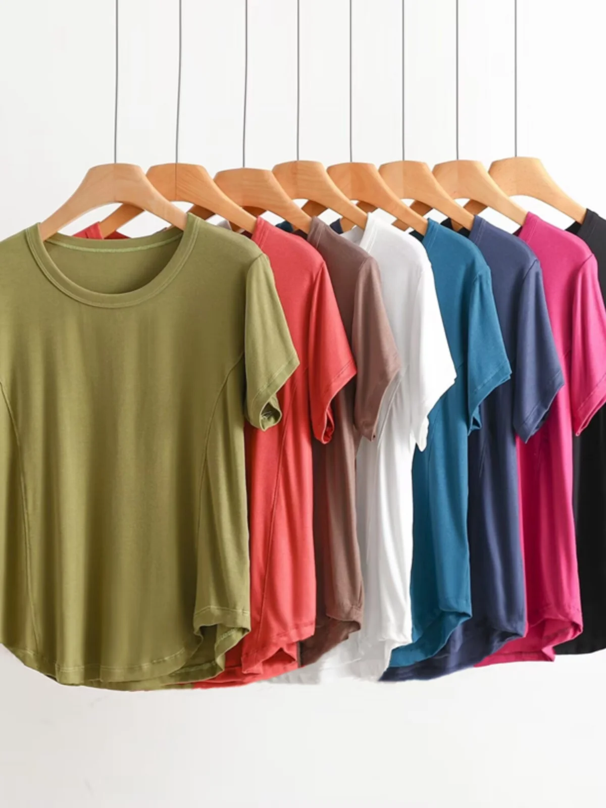 XL8XL Extra Large Modal Short Sleeve T-Shirt Women Summer Thin round Neck Loose Slimming Base Shirt Commute Style Classic Sol...