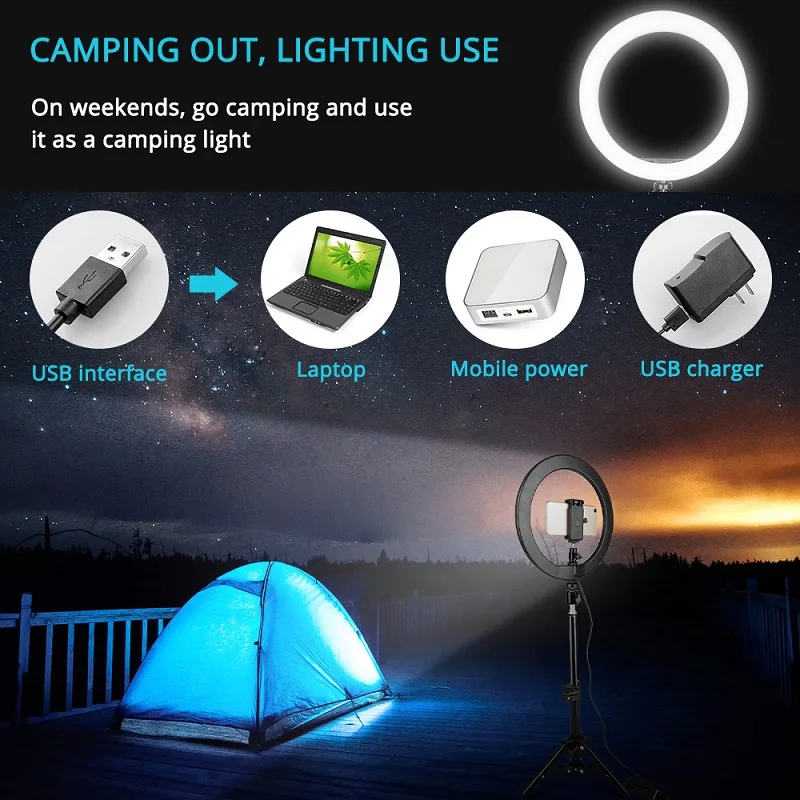 TRAVOR 12 بوصة USB مصباح مصمم على شكل حلقة عكس الضوء فيديو مصباح مع 45 سنتيمتر ترايبود ل استوديو التصوير يوتيوب ماكياج الإضاءة Ringlight