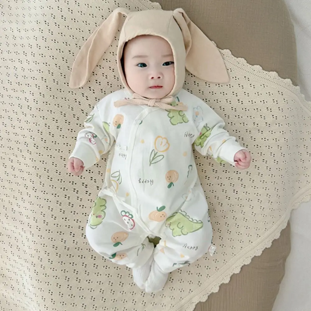 Toddler Wear Soft Baby Jumpsuit Cartoon Pattern Button Design Infant Romper Cute Printed Cotton Newborn Onesie Newborn Baby