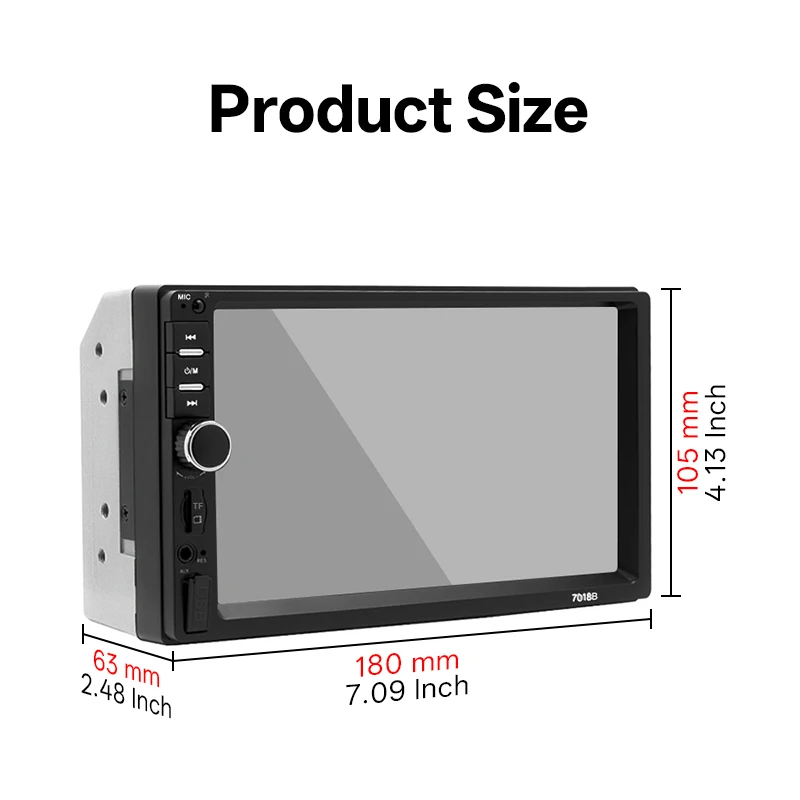 راديو سيارة Hippcron 2Din مقاس 7 بوصة مشغل فيديو للوسائط المتعددة مع كاميرا خلفية تدعم مدخل AUX USB/TF-Card عالمي للمركبات 12 فولت