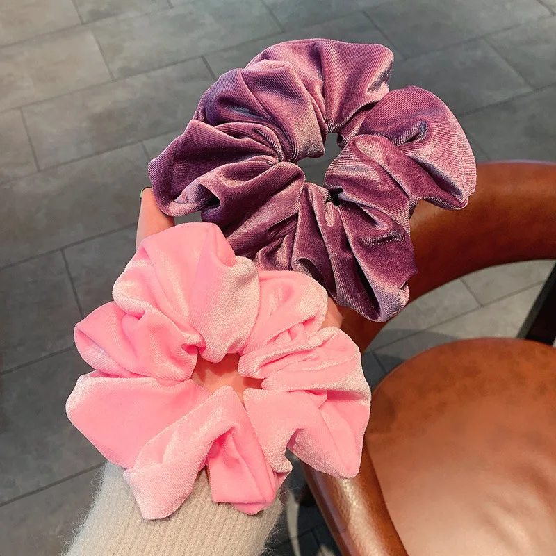 Korea Velvet Scrunchie Oversized Elastic Hair Bands Solid Color Headband Handmade Ponytail Holder Hair Ties Hair Accessories