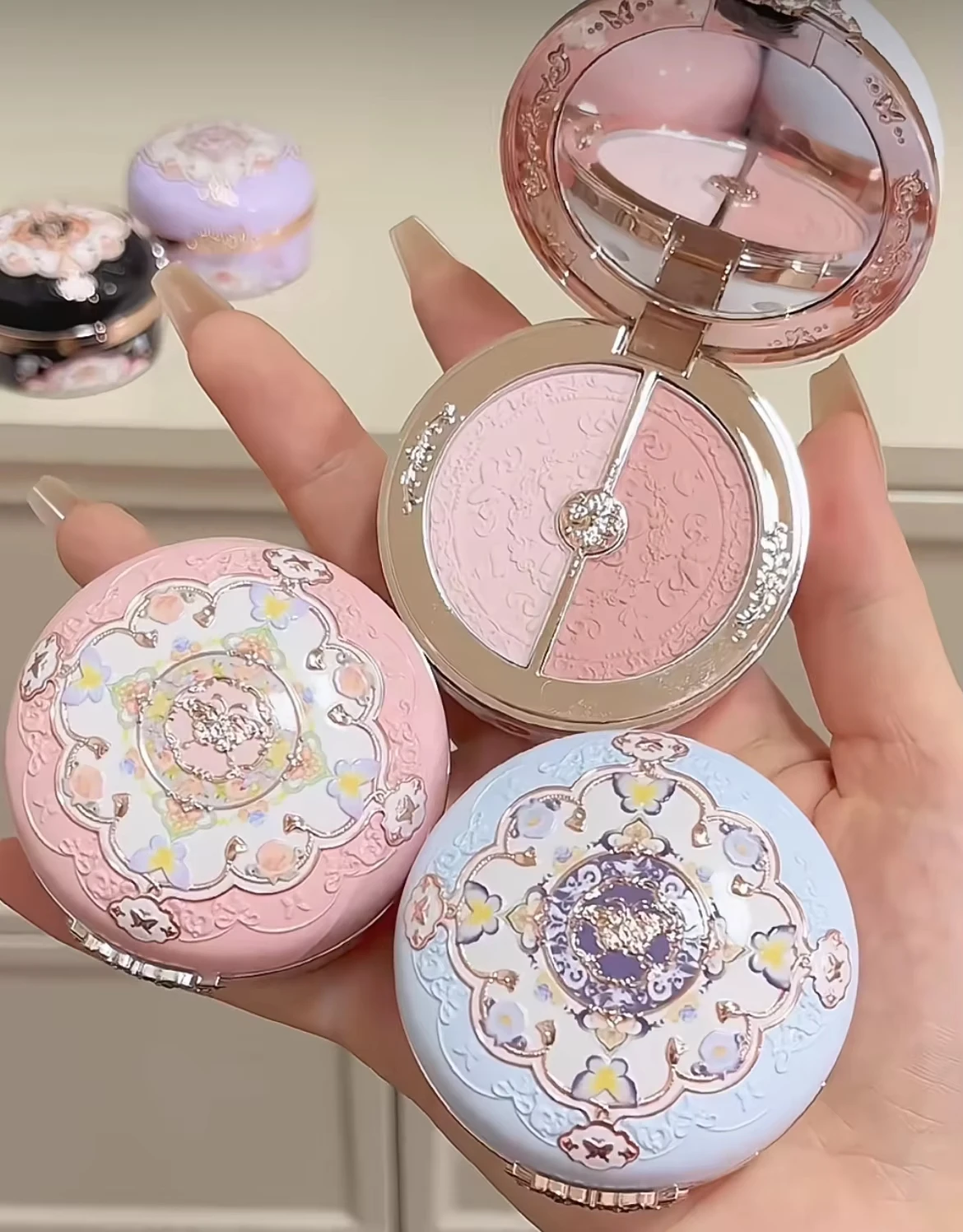 

Flowerknows Butterfly Cloud Collar Collection Blusher Rouge Box Highlight Blush Makeup Duo Powder Brightening Auxiliary Colors