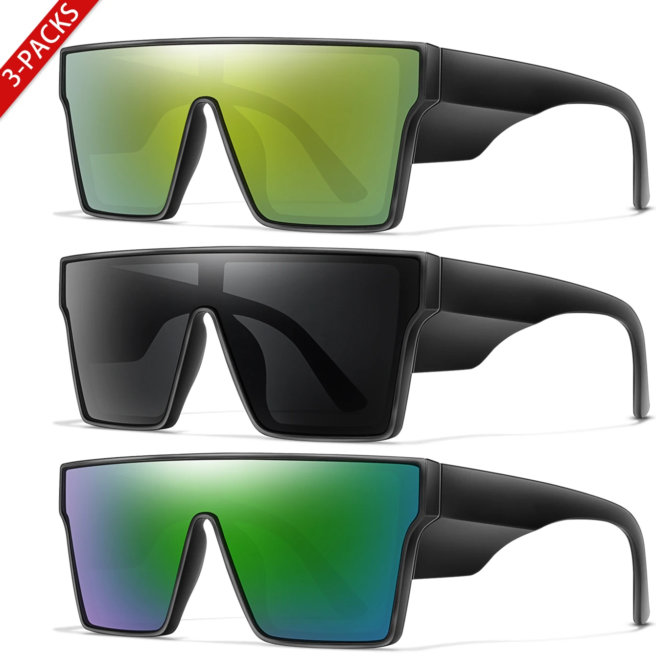 AliExpress NONE 3 Pairs Big Frame Fishing Sunglasses Colorful Lens Men Women Outdoor Sports Cycling Hiking Running Driving Eyewear as Gift UV400