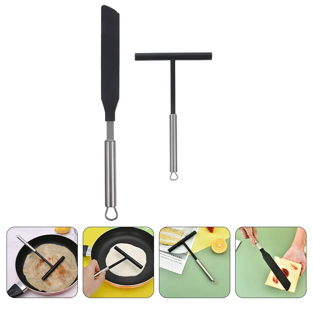 

1 Set Crepe Spreader Pancake Making Tool Stainless Steel Spatula Ergonomic Handle Kitchen Accessory Household Restaurant Pancake
