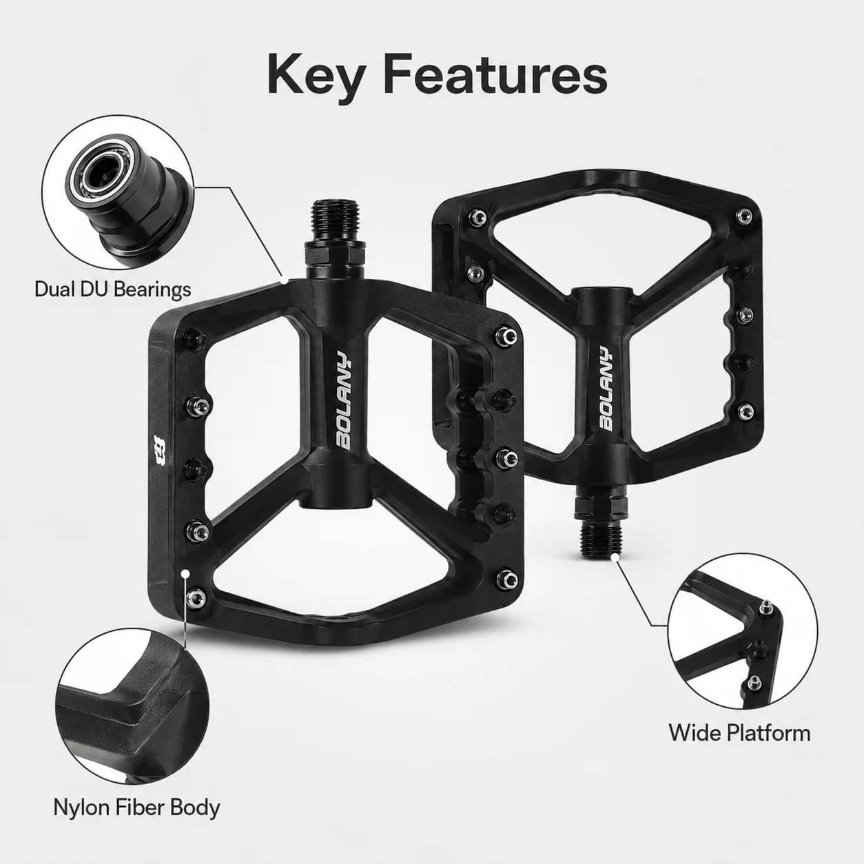 BOLANY Wide Platform Bike Peda - Pedal Platform Flat recension och pris