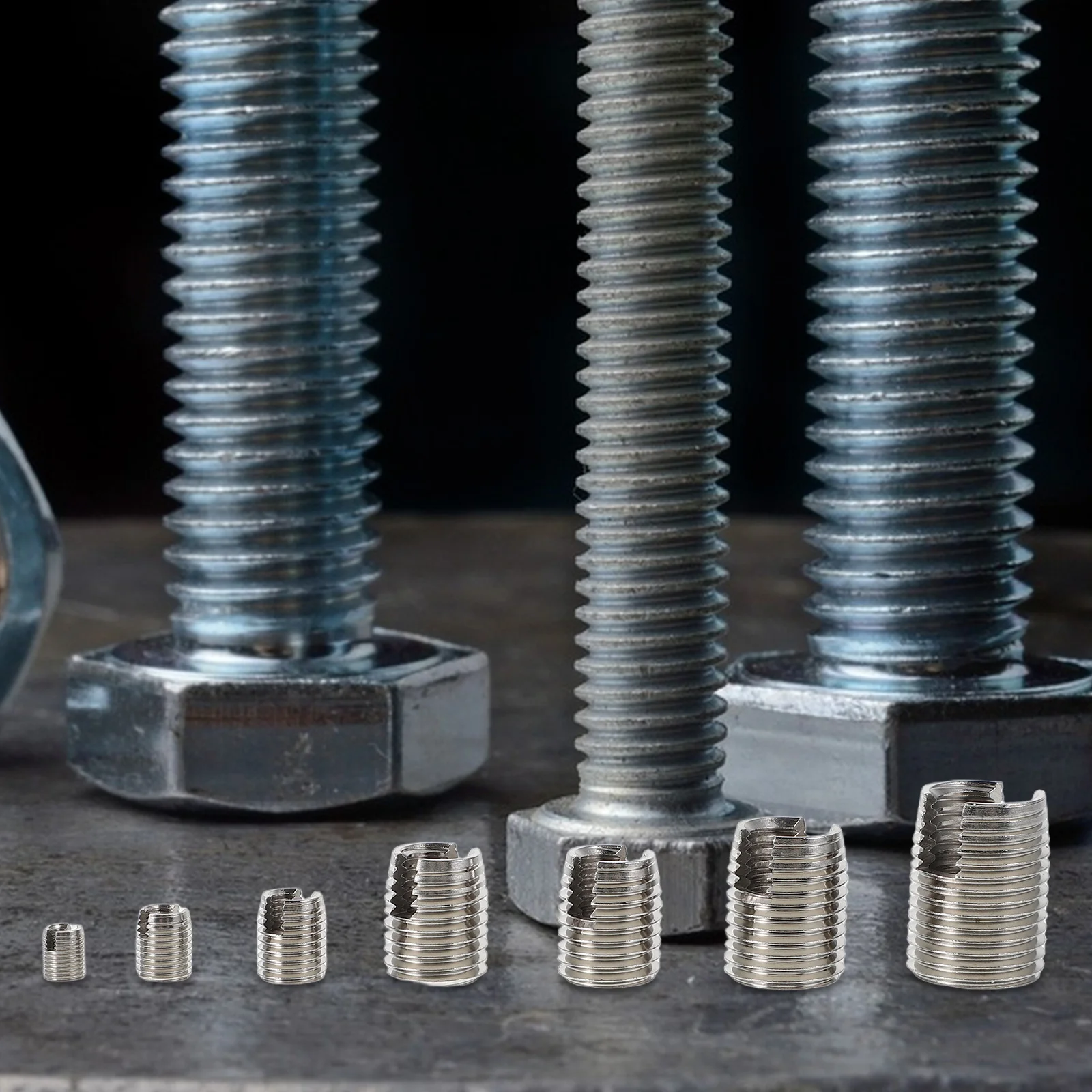 

50Pcs Stainless Steel Self Tapping Thread Repair Inserts Heavy Duty Thread Reinforcement Quick Install Insert Kit