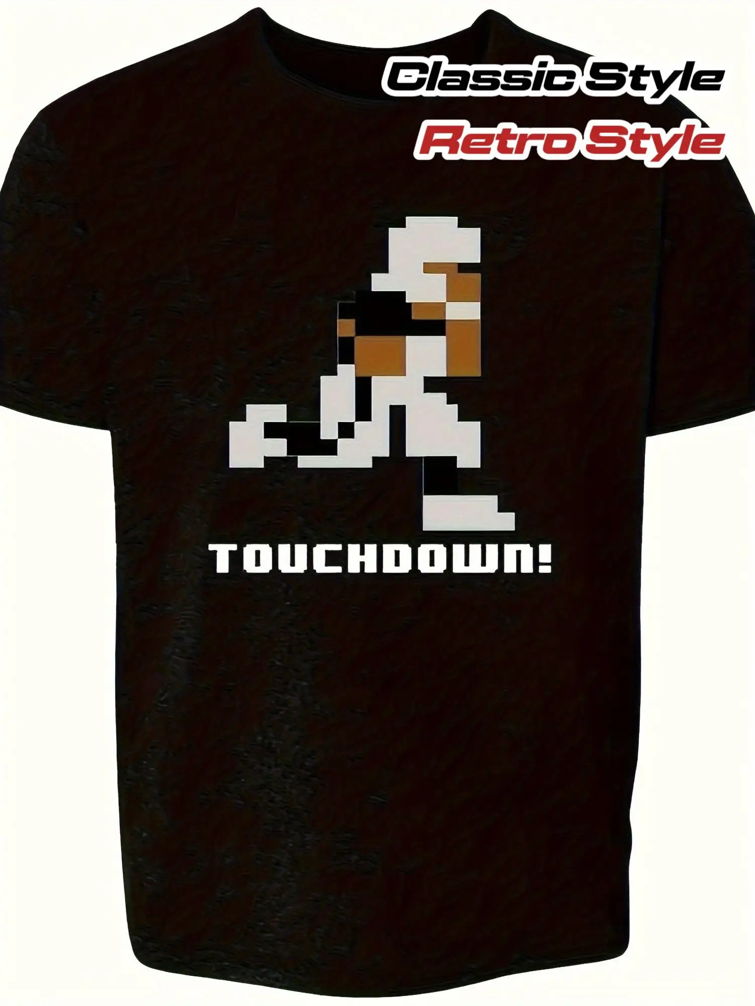 Retro 8-Bit Video Game T-Shirt - 80s Nostalgia Art Football Icon, Vintage Gaming Logo & Character Design,Casual Wear for Gamers & 80s Gaming Fans