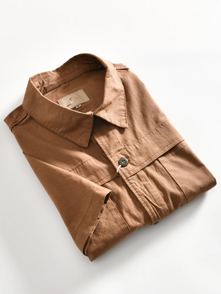 

Heavyweight Washed Pure Cotton Long Sleeve Casual Collar Men's Shirt Summer Vintage Workwear Japanese Style Turn-down Collar