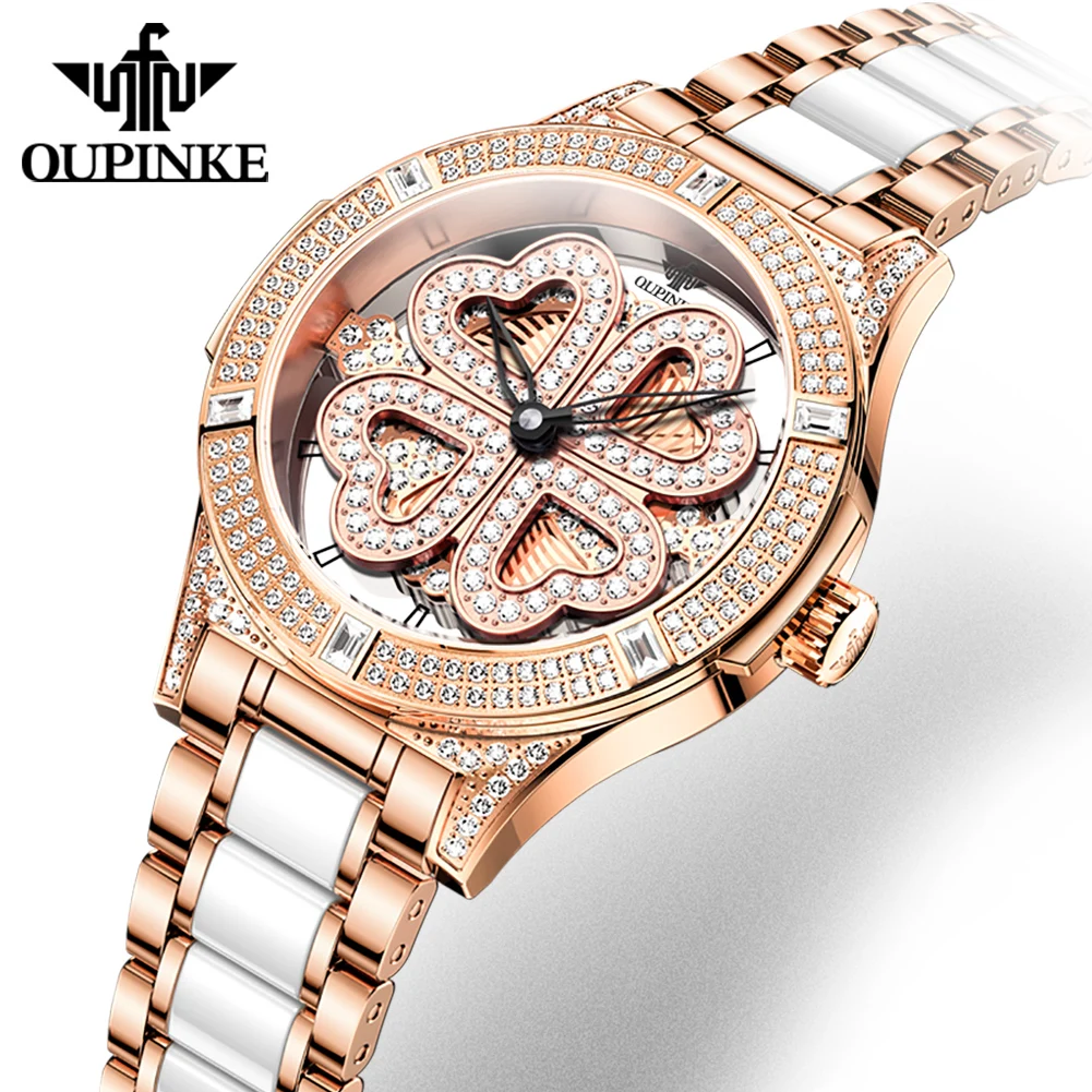 OUPINKE Brand Women Watch 2024 Fashion Ladies Ceramic Wrist Watch Women Dress Watches Stainless Steel Waterproof Clock reloj