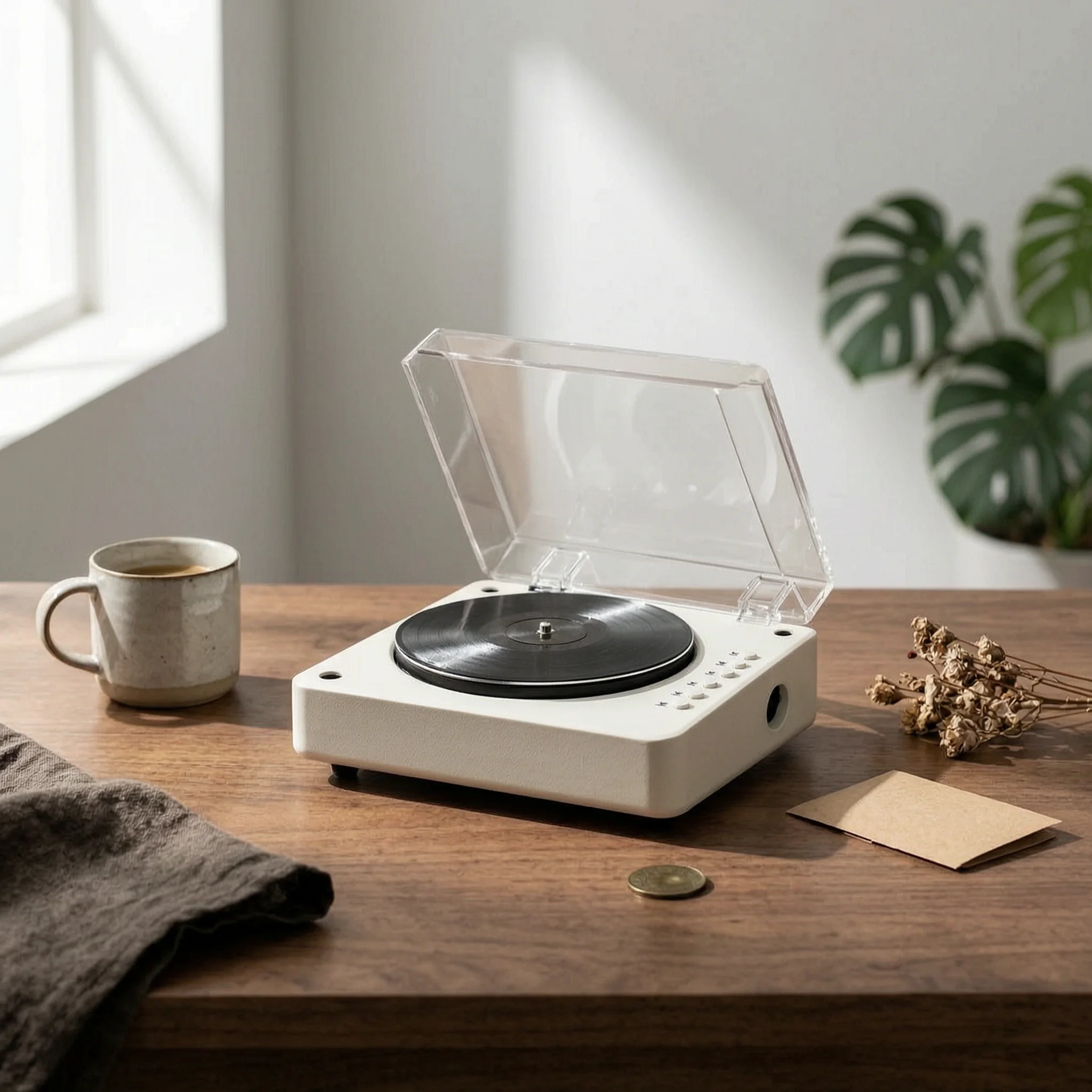 Bluetooth Cd Player USB Playback Retro CD Player Audio Device Two Speakers Top-Loading Design