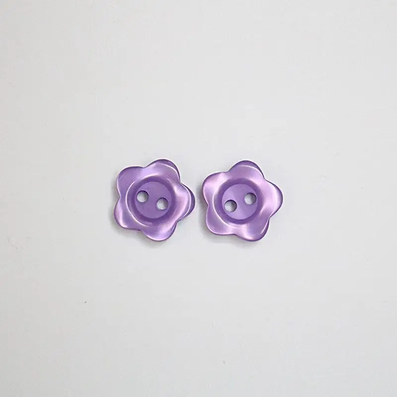 50pcs 12.5mm/15mm Resin Button Flower Shape 2-Hole Pearl Plastic Button Garment Accessories Sewing DIY for Childern\'s Clothing