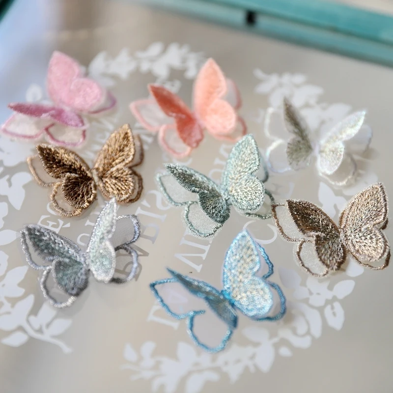 2Pcs Embroidery Butterfly Patch Christmas Party Festival Wedding Decorations Dress Needlework Decor Handmade Craft Accessories