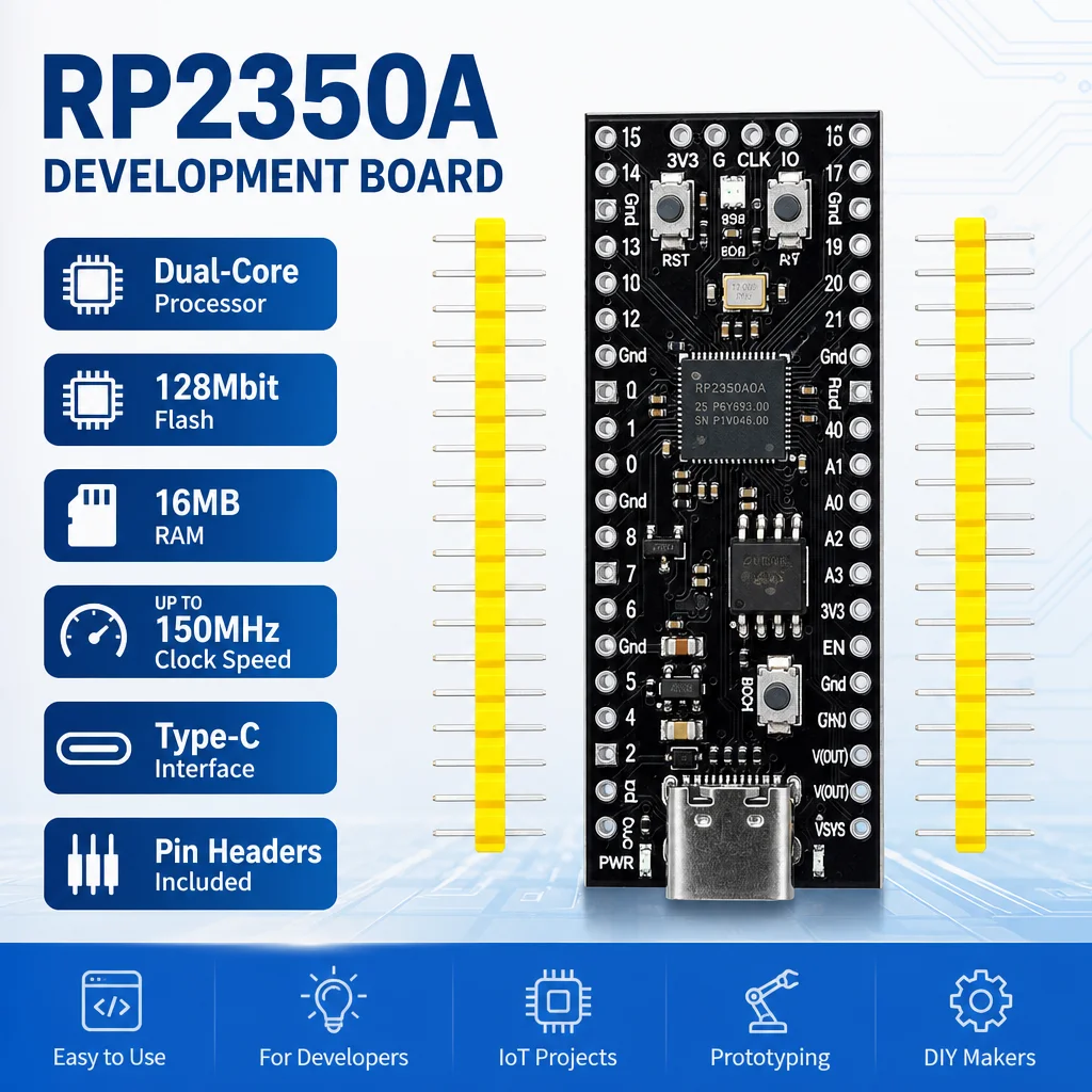 RP2350A Dual Architecture MCU Board 150MHz High Speed Low Power Programmable IO Support MicroPython RISC-V Cortex M33