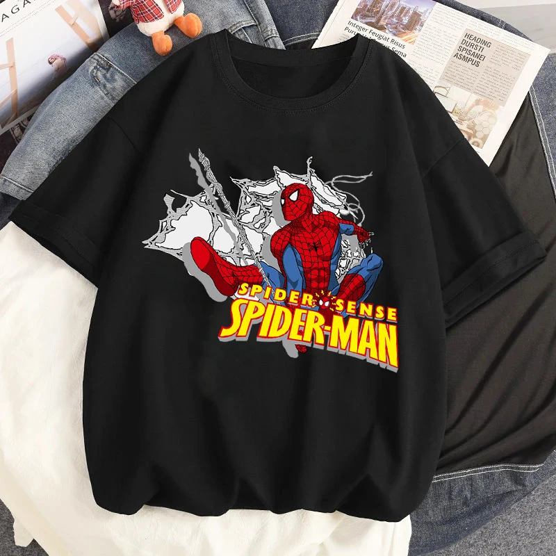 Spiderman Graphic Printed T Shirt Cartoon Marvel Gothic Tshirt Summer Women Casual O-Neck Short Sleeves Streetwear T-shirt Tops