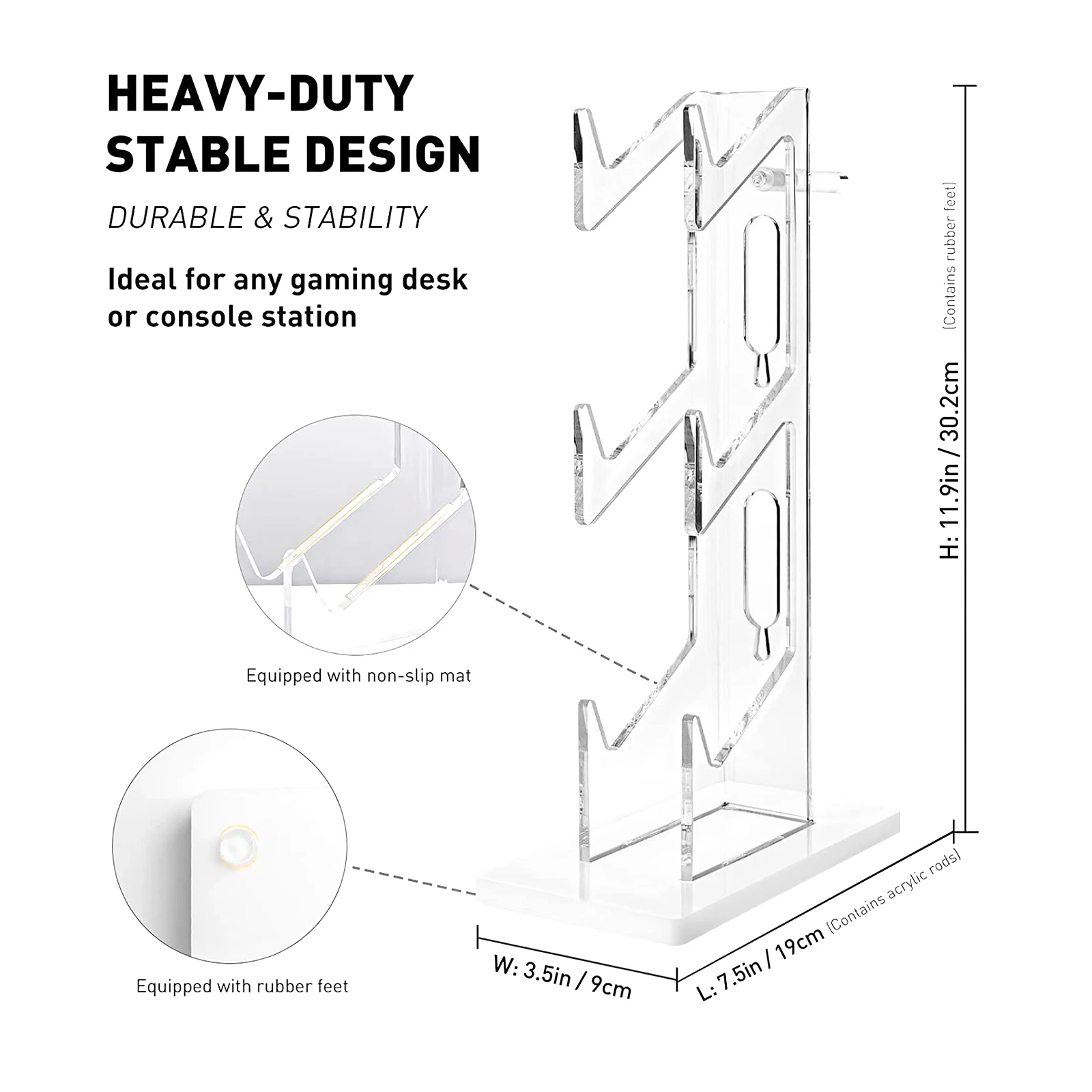 3 Tier Controller Holder Acrylic Display Shelf Organizer Storage Decor Headset Hanger for Gamepad Display Gaming Accessories